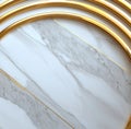 The pattern is seamless and has the texture of white marble stone with golden circles Royalty Free Stock Photo