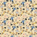 Pattern seamless kids with employe doodle element. Seamless pattern with skateboard, headphones and other hand drawing elements.