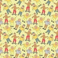 Pattern seamless kids with sweet seventeen doodle element. Seamless pattern with skateboard, headphones and other hand drowing