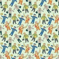 Pattern seamless kids with workers doodle element. seamless pattern,people illustration in a cartoon flat style,vector