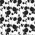 1415 pattern, Seamless pattern in monochrome colors with flowers and leaves, ornament for fabric