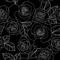 1555 pattern, seamless pattern, rose and leaves in monochrome colors, wedding background, linear pattern