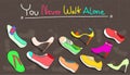 Pattern seamless set of women shoes. minimal drawing design vintage style. vector illustration eps10