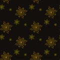 Pattern seamless with star and sun design in the dark sky. Vector illustration.