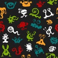 Pattern seamless texture monsters UFO bacteria virus full color