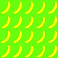 The pattern is seamless from tropical, African, yellow, bright, tasty, juicy, fresh, hand drawn bananas with a black stroke on a w