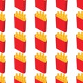 French fries seamless pattern background. Fast food seamless vector pattern