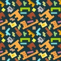 A pattern from a set of animal figures in the Tetris game. Guess the animal puzzle. Tetris in the form of animals