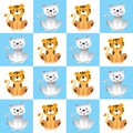 Pattern set of cute tiger for kids clothes nursery,fabric Royalty Free Stock Photo