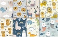 Pattern set with different animals for kids clothes,fabric Royalty Free Stock Photo