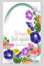 Pattern set greeting cards with the wishes of the best luck, good luck, be happy, convolvulus bell, lily, gerbera