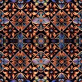 Seamless pattern Rapport in board blue dark with flowers for repetition. Generative AI. Pattern mirrored repeat duplicates