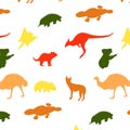 Pattern with silhouettes of animals australia