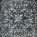 Pattern of Silver Metal Plate with Flower Carved Background Royalty Free Stock Photo