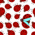 Pattern with simple ladybugs