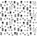 Pattern with simple pretty small flowers. animal illustration