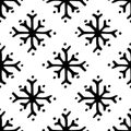 A pattern of a simple snowflake with dots. Seamless drawing of a hand-drawn snowflake in doodle style with eight rays and diamond-