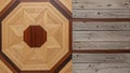 Pattern and the simpler planks emphasizes the craftsmanship of the Royalty Free Stock Photo