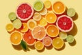 Pattern of slices citrus fruit of lemons,oranges,grapefruit.