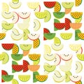 Pattern of slices of watermelon, apple, kiwi, orange, tangerine, melon Royalty Free Stock Photo