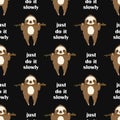 Pattern with sloth hanging on the tree Royalty Free Stock Photo