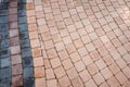 Pattern of small brick block walkway in the garden Royalty Free Stock Photo