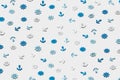Pattern from small marine symbols with shadows. Royalty Free Stock Photo