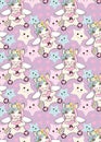 A pattern with small unicorns with wings on the background