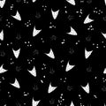Pattern Smiles Seamless Dots Black Background Smile Line Style Black. Royalty Free Stock Photo