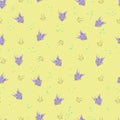 Pattern Smiles Seamless Dots Yellow Background Smile Line Style Lilac Background Royalty Free Stock Photo