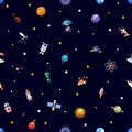 Pattern of space icons and infographics elements Royalty Free Stock Photo