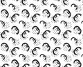 Pattern with specks and dots. Abstract black pattern with squiggle on white background. Hand-drawn
