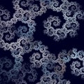Pattern of spirals of different sizes. Monochrome abstract fractal background.