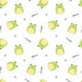 Pattern with squishmallow frogs. Seamless background. Frog, croak. Kawaii, Vector