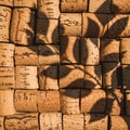 A pattern of stacked corks creates a textured surface, each cork showcasing natural Royalty Free Stock Photo