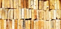 Pattern stacked of wood lumber, log or timber for background