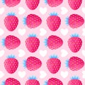 Pattern with strawberries and hearts