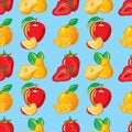 Pattern of strawberry, apple, orange and pear