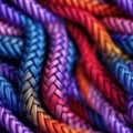 Pattern Structure Of Colorful Rope Macro Full Focus Seamless Background. Generative AI