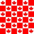 A pattern with a stylized flag of Canada. Suitable for textiles or packaging paper. Red Maple leaf. The Chess pattern