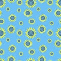 pattern of stylized sunflower on blue