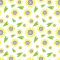 pattern of stylized sunflower and leaves