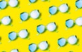 Pattern sun glasses on pastel yellow background. Summer concept. Royalty Free Stock Photo