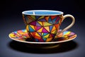 The pattern on the surface of a teacup, is made up of triangles, squares