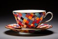 The pattern on the surface of a teacup, is made up of triangles, squares