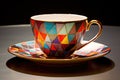 The pattern on the surface of a teacup, is made up of triangles, squares