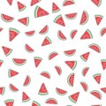 Pattern of sweet juicy pieces watermelon, watermelon slices with seed Vector background, illustration eps 10