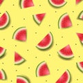 Pattern With Sweet Watermelon Yellow Background Royalty Free Stock Photo