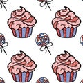 Pattern with sweets and cupcakes