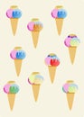 Pattern of tasty ice creams